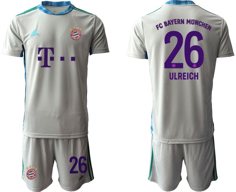 Men 2020-2021 club Bayern Munich gray goalkeeper #26 Soccer Jerseys->bayern munich jersey->Soccer Club Jersey